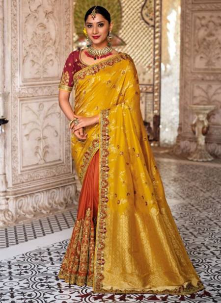 Yellow TATHASTU ANAARA Heavy Wedding Wear Silk Designer Latest Saree Collection 5207